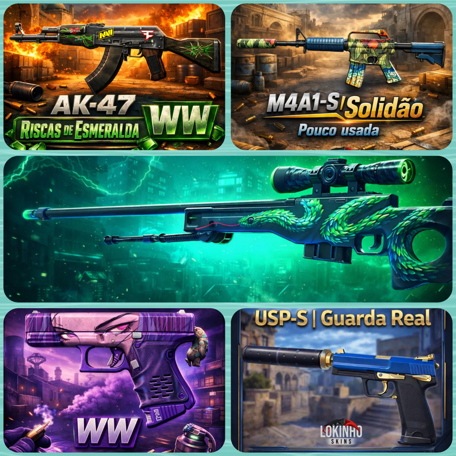 PREMIO 47 -5 SKINS E 5 GANHADORES R$ 2,02